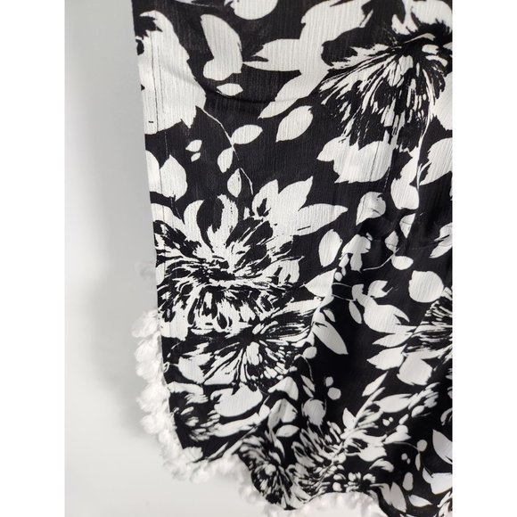 Susan Graver Women's Sz. L Black & White Floral Poncho Swim Cover Up - Picture 7 of 7